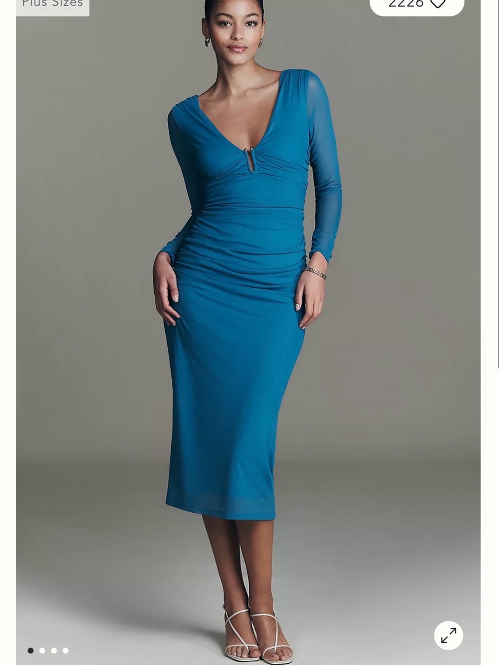 NWT By Anthropologie Long-Sleeve Deep-V Hardware Midi Dress